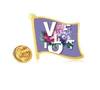 Violet Flowers Bloong Letters Golden Metal Flag Lapel Pin Badge