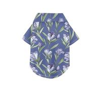 Violet Flowers Green Leaves Summer Dog Polo Shirt Button Up Lightweight and Breathable Pet Polo Shirt Puppy Clothes Perfect for Everyday Wear, and Photoshoots 2XL