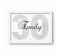 Violet Grace Personalised 30th Birthday Name & Number Word Art Print -30 Thirty Picture Keepsake Gift - A5, A4, A3 Poster, Prints & Framed