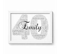 Violet Grace Personalised 40th Birthday Name & Number Word Art Print - 40 Fortieth Picture Keepsake Gift - A5, A4, A3 Poster, Prints & Framed