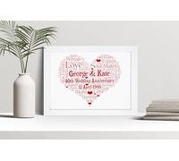 Violet Grace Personalised Heart Ruby 40th Anniversary Word Art Print - Custom Forty Wedding Anniversary Picture Wall Art Gift For Couples, Wife - 100% unique to you | A5, A4, A3 Printed & Framed