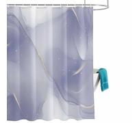 Violet Gradient Shower Curtain for Bathroom, Gold White Ombre Marble Abstract Stone Texture Waterproof Cloth Fabric Bathroom Accessories Set with 12 Rust Proof Plastic Hooks, 56” x 78”