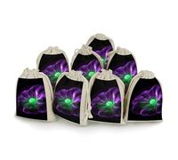 Violet Green Glow Bunches Pocket Cotton And Hemp with Drawstring 8 Pieces Reusable Gift Bags Jewelry Pouch for Wedding DIY Craft Party (4.9 X 6.7 Inch)