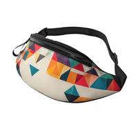 Violet Green Glow Fanny Pack for Women Men Fashion Waist Pack Adjustable Belt Bag for Workout Running Travelling Casual Waist Bag, Triangle Geometric, One Size