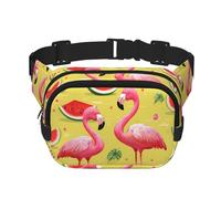 Violet Green Glow Fanny Pack for Women Men Fashion Waist Pack Adjustable Belt Bag for Workout Running Travelling Casual Waist Bag, Flamingo and Watermelon, One Size