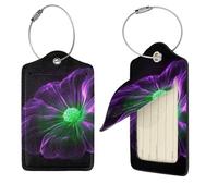 Violet Green Glow Luggage Tag for Suitcase PU Leather Suitcase Tag with Stainless Steel Loop and Address Card Baggage Tags Cute Bag Name Travel Tags ID Labels for Women Men 1