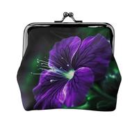 Violet Green Glow Prints Coin Purse Kiss Lock Pu Leather Mini Pouch Wallet Change Bag for Women Girls Kids