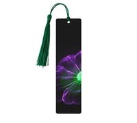 Violet Green Glow Wood Bookmark for Men Women Reading Wooden Bookmarks Unique Handmade Book Marks with Tassel Pendant Craft Bookmark for Book Lovers Birthday Teachers Gift