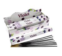 Violet Incense Sticks - 6 Packs (120 Sticks Total) with JRose Burner - Sweet Floral & Calming Aroma - Perfect for Meditation, Yoga, Relaxation, and Home Fragrance