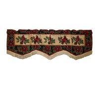 Violet Linen Decorative Christmas Tapestry Window Valance, 60" x 15", Cardinal Design