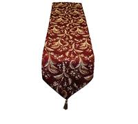 Violet Linen Decorative Luxury Damask Vintage Design Table Runner, 13" x 70", Burgundy