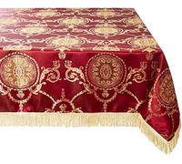 Violet Linen Prestige Damask Design Tablecloth, 52 in x 70 in, Burgundy