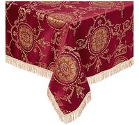 Violet Linen Prestige Damask Design Tablecloth, 60" X 140", Burgundy