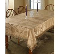 Violet Linen Prestige Damask Design Tablecloth Gold 60" by 120" Oblong/Rectangle