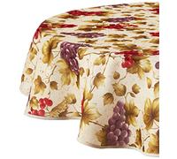 Violet Linen Tablecloth, Polyester, Beige, 60 in Round