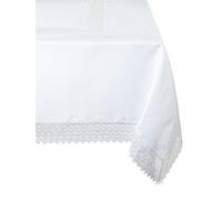 Violet Linen Treasure Lace Oblong/Rectangle Tablecloth, 70 in x 120 in, White
