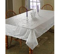 Violet Linen Vinyl Lace Betenburg Design Tablecloth White 60" by 104" Oblong/Rectangle