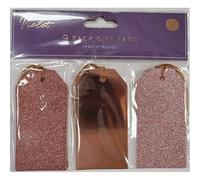 Violet Luxury Christmas Tags - Pre-Strung, Modern - Pack of 9 (Rose Gold)