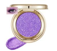 Violet Metallic Glitter Pressed Eyeshadow With Shimmering Sparkle Powder For Radiant Smoky Eye Looks And Professional Highlighting - Highly Pigmented Smooth Blendable Texture In Portable Gold Compact