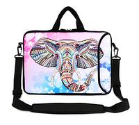 Violet Mist 13” 15” 15.6” Neoprene Laptop Sleeve Bag Waterproof Sleeve Case Adjustable Shoulder Strap External Pocket(14" 15"-15.6",Pink Elephant)
