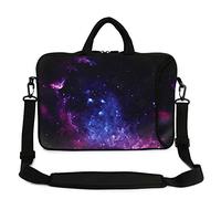 Violet Mist 14 Inch Laptop Shoulder Bag Carrying Case Laptop Sleeve 15 15.4 15.6 Inch Computer Messenger Bag Neoprene Waterproof Protective Tablet Handbag Handle Shoulder Strap, Purple Galaxy