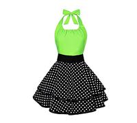 Violet Mist Cute Vintage Aprons for Women Sexy Green Polka Dot Retro Aprons Girls Ladies 50s Apron Christmas Apron Lovely kawaii Adjustable Cooking Kitchen Apron for Housewife Waitress Mother's Gift