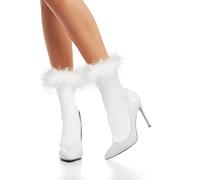 Violet Mist Ruffle Ankle Socks Women Feather Cuff Cute Frilly Cotton Dress Socks Princess Bobby Sock with Ruffles for Girls, White, One size