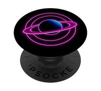 Violet Planet Rings Space Retro Futuristic Design PopSockets Adhesive PopGrip