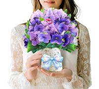 Violet Pop-Up Card, 3D Flower Bouquet Greeting with Envelope and Notecard, for Birthdays, Mother’s Day, Weddings, Anniversaries, Easter, Get Well, Sympathy, Thinking of You, and Housewarming, Get Luck