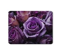 Violet Rose Dish Drying Mats For Kitchen Counter, Floral Absorbent Rubber Dish Drainer Rack Mat, Spring PU Leather Drying Pad For Coffee Bar Protector 18x24 Inch