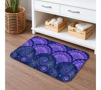 Violet Swirl Quick Dry Bath Mat, Elegant Floral Pattern Absorbent Non Slip Shower Mat, Decorative Washable Bath Rugs for Bathroom Toilet Restroom 20x32 Inch
