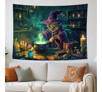 Violet Witch Tapestry, Magical Cauldron Wall Art, Halloween Decorative Room Hanging, Enchanting Aesthetic for Bedroom, Living Room, Dorm 80x60 Inch