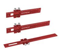 Violetfox 3-Piece Precision Pocket Ruler Set - Metal Slide Rule, T-Type Scribing Ruler, 6/8/12 Inch