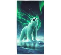 Violetpos Aurora Polar Bear Beach Towel, Extra Large 180x90 cm 250GSM Microfibre, Sand Free Quick Dry, Ideal Vacation Gifts with Carry Bag for Pool Cruise Camping