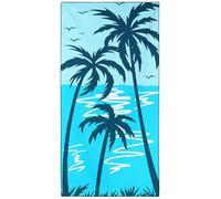Violetpos Blue Palm Tree Silhouette Beach Towel, Extra Large 180x90 cm 250GSM Microfibre, Sand Free Quick Dry, Ideal Vacation Gifts with Carry Bag for Pool Cruise Camping