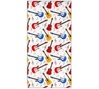 Violetpos Colorful Guitar & Music Note Beach Towel, Extra Large 180x90 cm 250GSM Microfibre, Sand Free Quick Dry, Ideal Vacation Gifts with Carry Bag for Pool Cruise Camping