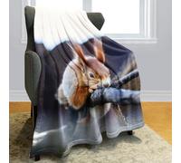 Violetpos Cute Squirrel Fleece Blanket 150x200cm, Super Soft Fluffy Squirrel Printed Throw Blanket for Bed Sofa, Cozy Warm Couch Blanket Gift Idea