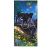 Violetpos Firefly Black Panther Beach Towel, Extra Large 180x90 cm 250GSM Microfibre, Sand Free Quick Dry, Ideal Vacation Gifts with Carry Bag for Pool Cruise Camping