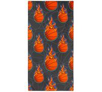 Violetpos Flaming Basketball Beach Towel, Extra Large 180x90 cm 250GSM Microfibre, Sand Free Quick Dry, Ideal Vacation Gifts with Carry Bag for Pool Cruise Camping
