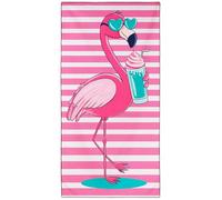 Violetpos Flamingo with Drink Beach Towel, Extra Large 180x90 cm 250GSM Microfibre, Sand Free Quick Dry, Ideal Vacation Gifts with Carry Bag for Pool Cruise Camping