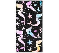 Violetpos Gradient Mermaid Silhouette Beach Towel, Extra Large 180x90 cm 250GSM Microfibre, Sand Free Quick Dry, Ideal Vacation Gifts with Carry Bag for Pool Cruise Camping