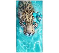 Violetpos Jaguar with Orchid Beach Towel, Extra Large 180x90 cm 250GSM Microfibre, Sand Free Quick Dry, Ideal Vacation Gifts with Carry Bag for Pool Cruise Camping