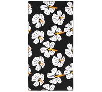 Violetpos Monochrome Hibiscus Beach Towel, Extra Large 180x90 cm 250GSM Microfibre, Sand Free Quick Dry, Ideal Vacation Gifts with Carry Bag for Pool Cruise Camping
