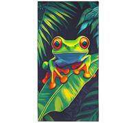Violetpos Red-Eyed Tree Frog Beach Towel, Extra Large 180x90 cm 250GSM Microfibre, Sand Free Quick Dry, Ideal Vacation Gifts with Carry Bag for Pool Cruise Camping