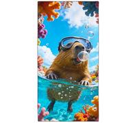Violetpos Snorkeling Capybara Beach Towel, Extra Large 180x90 cm 250GSM Microfibre, Sand Free Quick Dry, Ideal Vacation Gifts with Carry Bag for Pool Cruise Camping