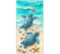 Violetpos Twin Sea Turtles & Shells Beach Towel, Extra Large 180x90 cm 250GSM Microfibre, Sand Free Quick Dry, Ideal Vacation Gifts with Carry Bag for Pool Cruise Camping