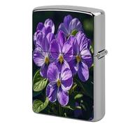 Violets in Bloom Metal Lighter Case, Funny Lighter Cover Double-Side Print Vintage Cool Lighters Sleeve Lighters Accessories for Zippo Men Dad Husband Collect