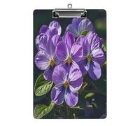 Violets in Bloom Print Acrylic Clipboard 8.5 X 12.5 Inches | Lightweight A4 Clipboards with Pen Holder for Office, Students, Nurses, Teacher, Students,Women, Men, Girls, Boys