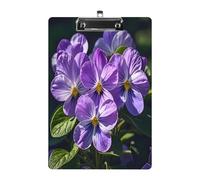 Violets in Bloom Print Acrylic Clipboard 8.5 X 12.5 Inches | Lightweight A4 Clipboards with Pen Holder for Office, Students, Nurses, Teacher, Students,Women, Men, Girls, Boys