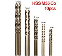 Violiica 10pcs M35 HSS Cobalt Drill Bit Set for Stainless Steel, 1mm 2mm 3mm 4mm 5mm, 135 Degree Split Point Tip